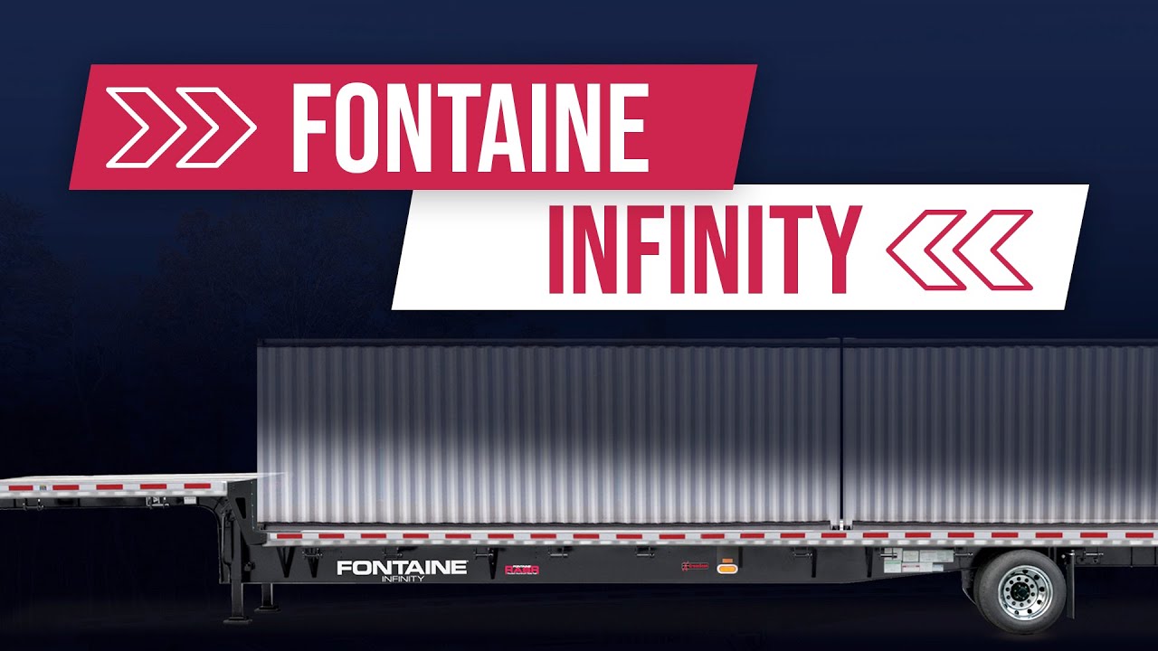 A trailer prominently features the brand name "Fontaine" and the word "Infinity" in bold lettering against a dark background.